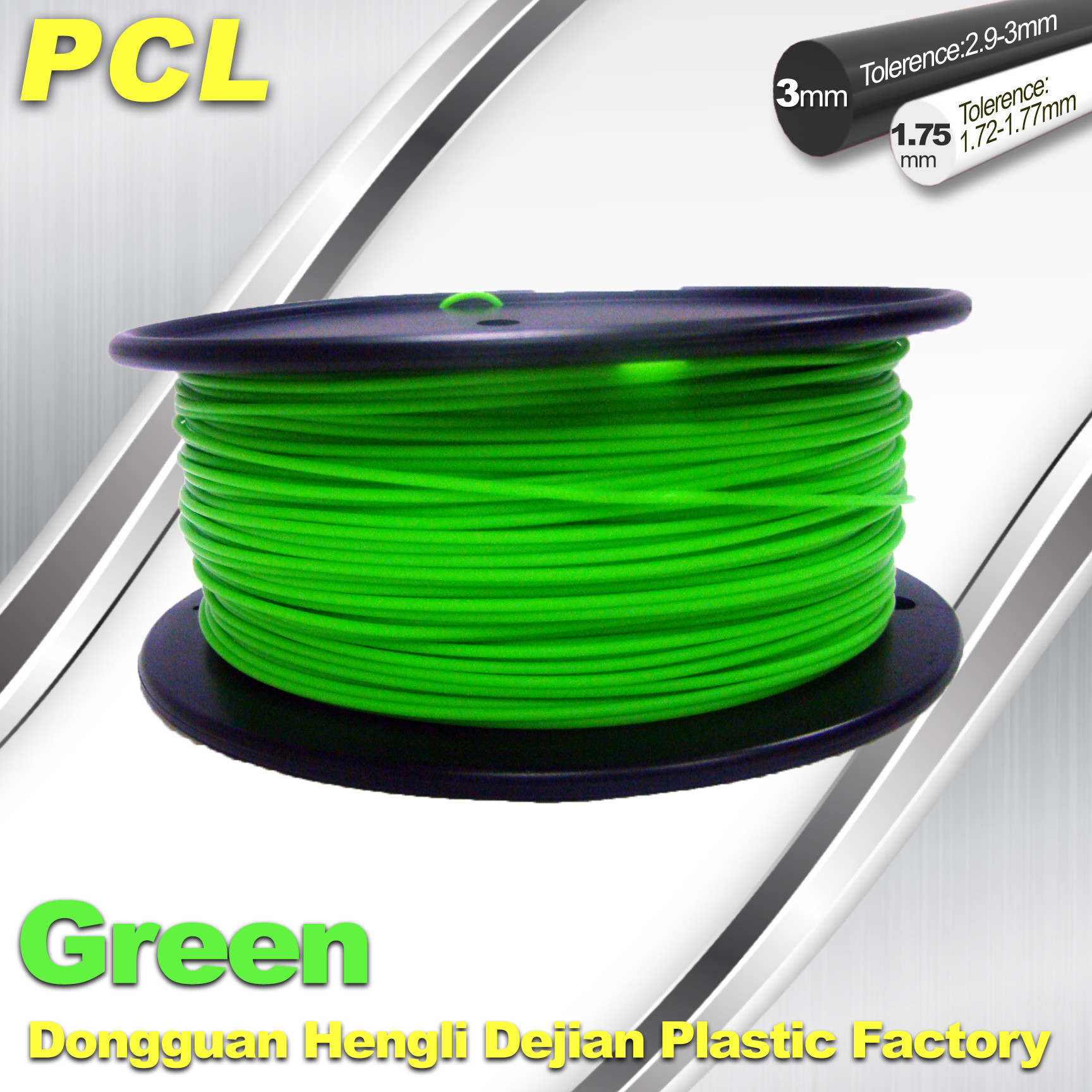 Quality Green Low Temperature 3D Printer Filament , 1.75 / 3.0mm PCL Filament for sale