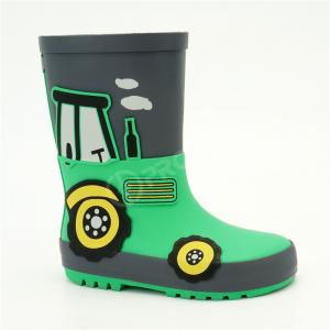 Non Slip Boys Green Rain Boots , 3D Printed Children'S Rubber Boots