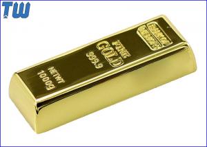 China Shinning Golden Brick 16GB USB Stick Slip Button Laser Logo Engraved on sale