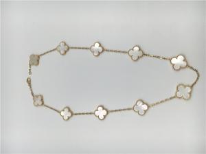 Quality White Mother Of Pearl Van Cleef Arpels Alhambra Necklace 18k Yellow Gold for sale