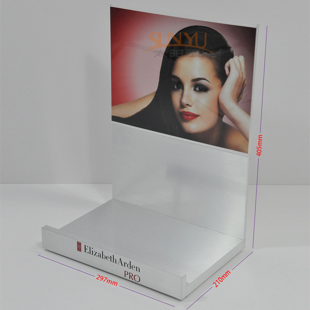 Quality Brushed Silver Printing Acrylic Advertising Display Stand Lightweight for sale