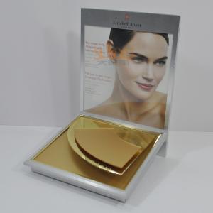 Quality Skin Care Product Advertisement Display Stands Deluxe Golden Mirror Surface Treatment for sale