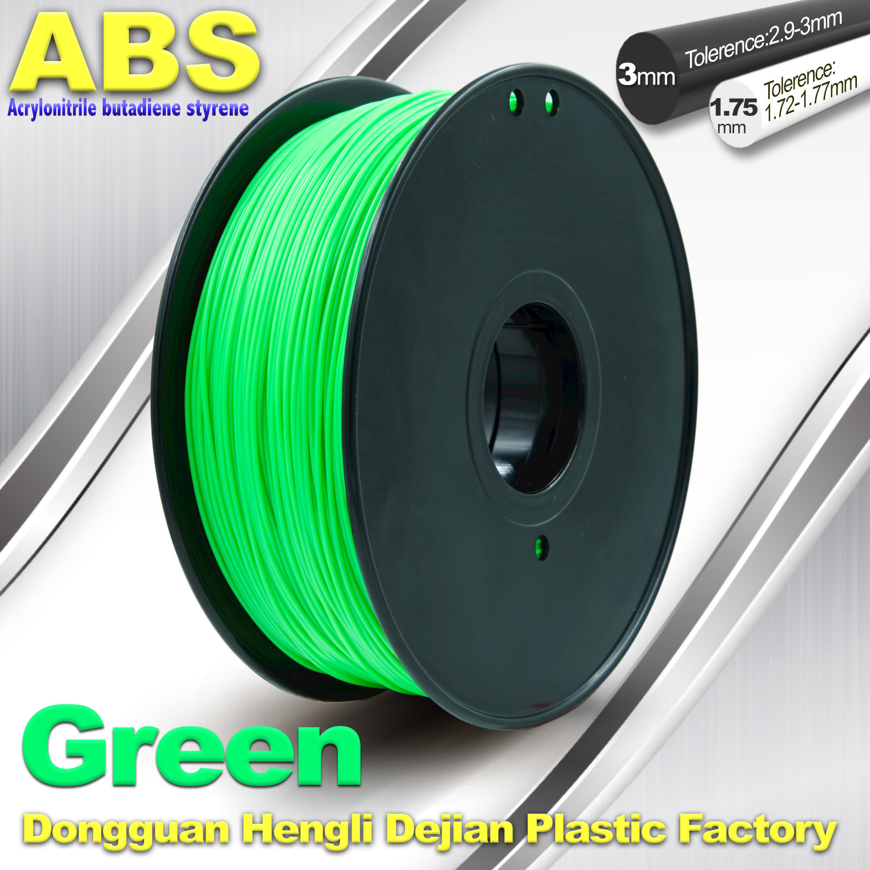 Quality Customized Green1.75mm / 3.0mm 1.0KgG / roll ABS 3D Printer Filament for sale