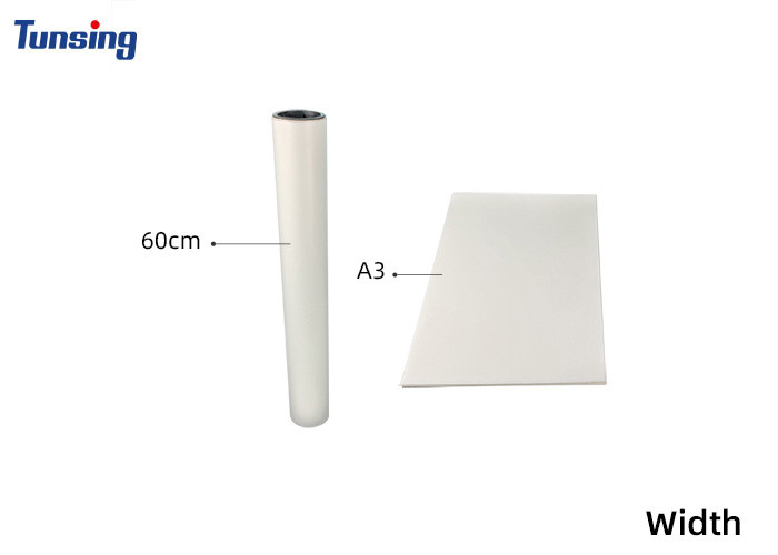 Quality DTF Heat Transfer PET Film 60cm Width 100m Length For T Shirt Ink Printing for sale