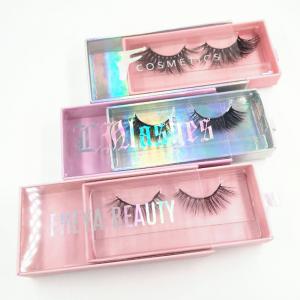 Quality Holographic Paper Flip Top Eyelash Magnetic Box With Ribbon Handle for sale