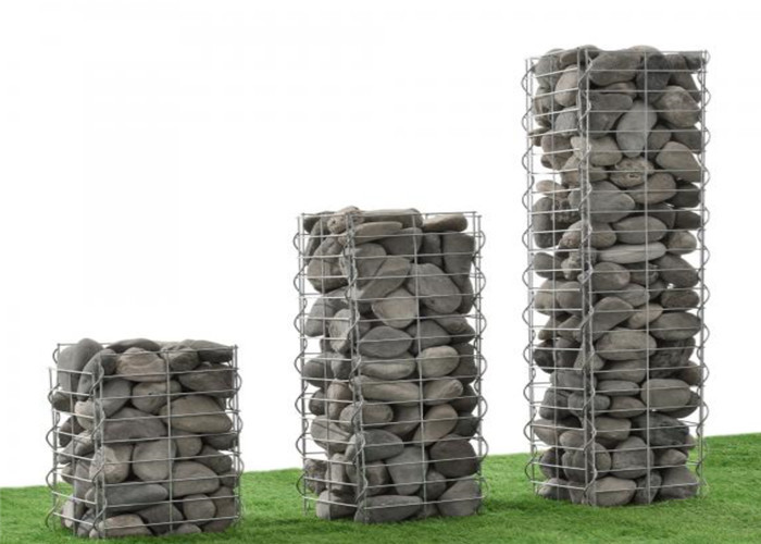 Quality Landscape Gabion Stone Columns / Gabion Stone Cages For Garden Decoration for sale