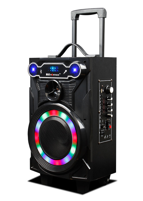 Quality Led Lights Wooden Portable Wireless PA System With Trolley / Bluetooth Function for sale