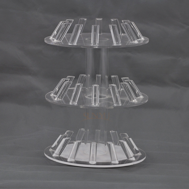 Quality 3 Tiers Clear Standing Jewelry Holder Acrylic Table Top Stands For Retail Shop for sale