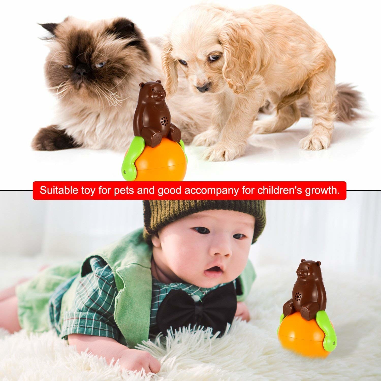 Buy Christmas Gift Cute Pet Toys , ABS Material Tumbler Cat Toy Funny Sunds Light at wholesale prices