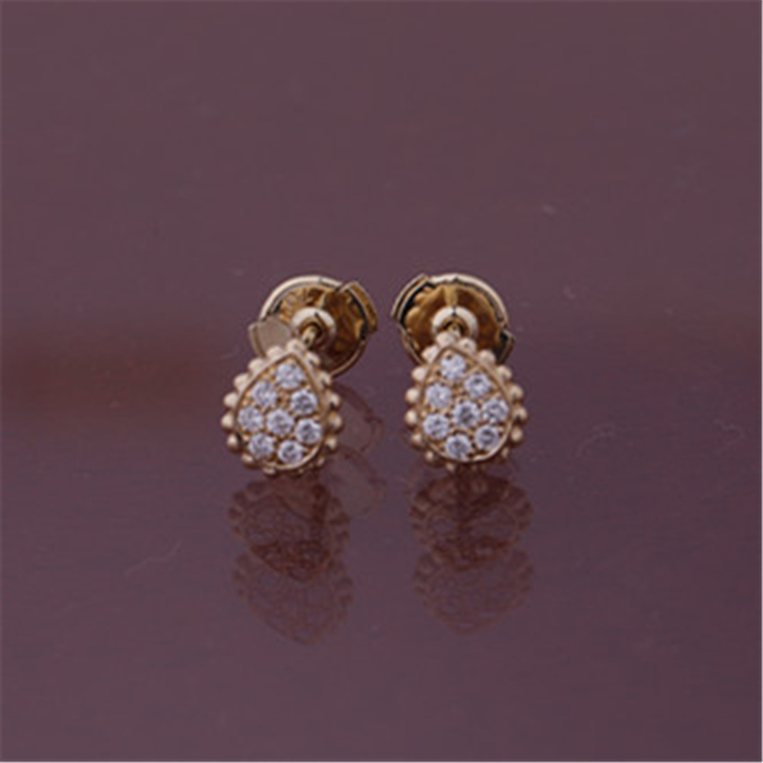 Quality French Fine Gold Jewelry Serpent Bohème XS Motif Ear Studs in Pink Gold Earrings JCO01362 for sale