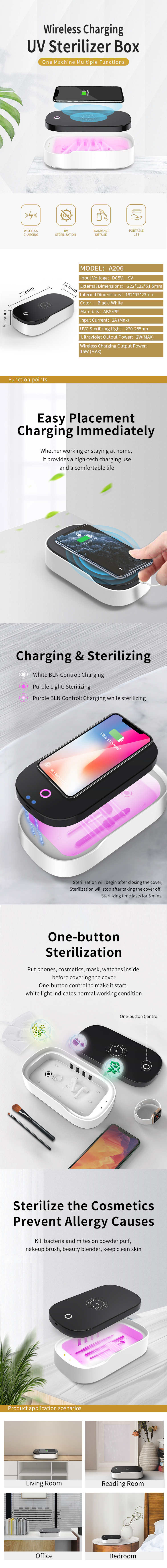 Ultraviolet LED UV Light Sanitizer Box Aromatherapy Portable Smart Phone Cleaner