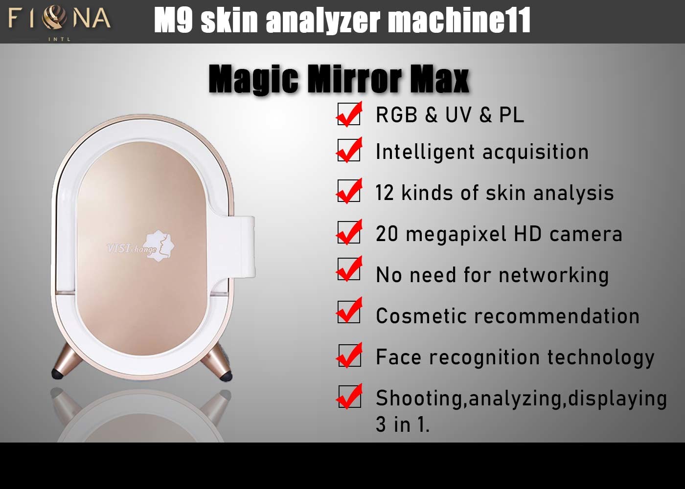 Quality Hd Intelligent Ai Rgb Facial Skin Analyzer With Clinic Magic Mirror Face Scanner for sale