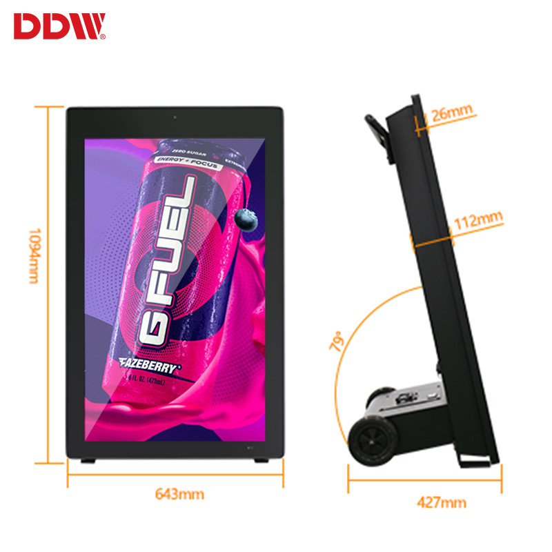 Quality Outdoor capacitive touch lcd portable with wheels display advertising digital signage battery powered for sale