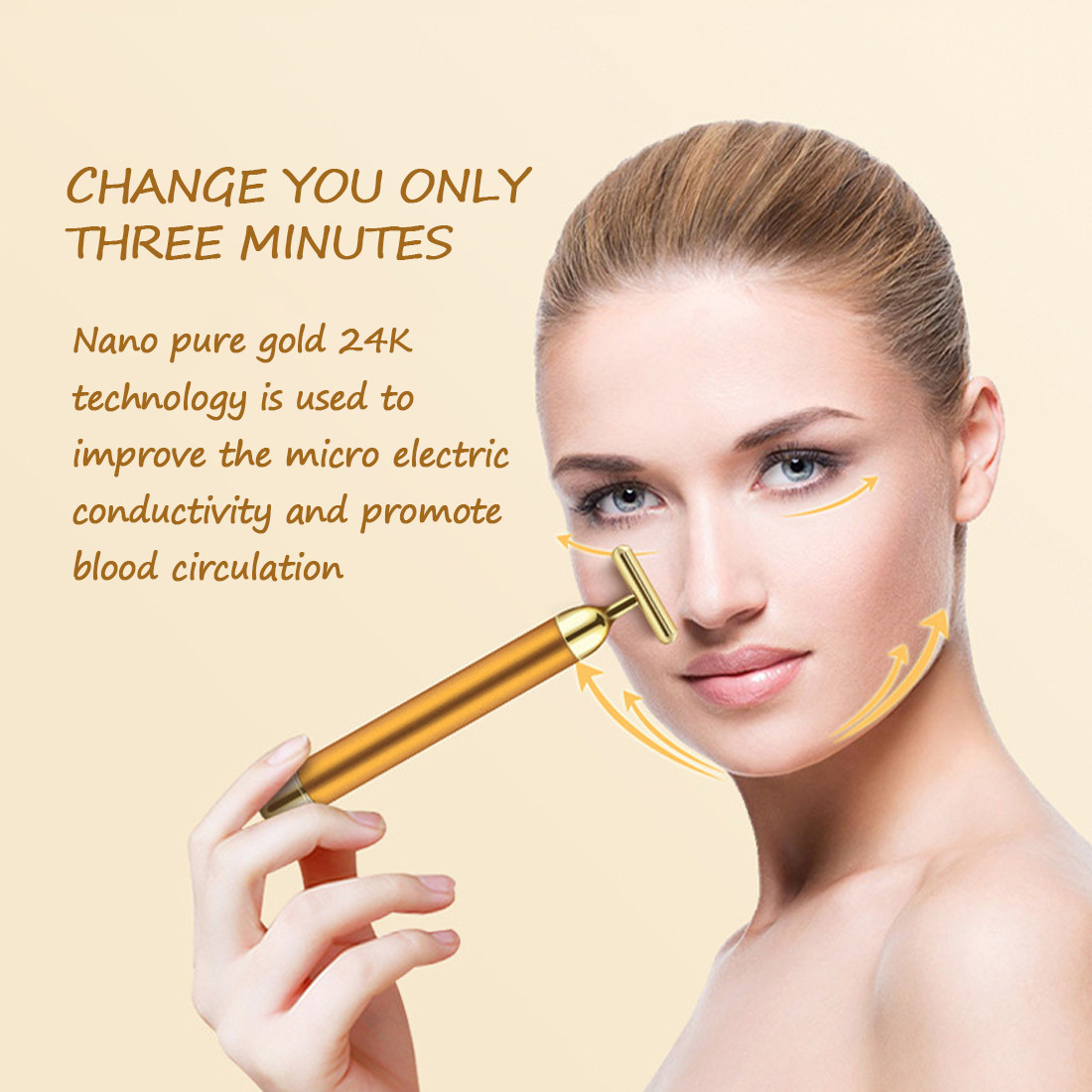 Quality Face Lift DC 1.5V 6000VPM 24K Gold Bar Face Massager for sale