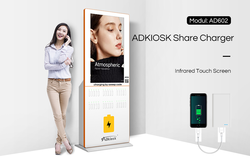 24 Slots Advertising Phone Charging Kiosk 5000mah with 1200:1 Screen