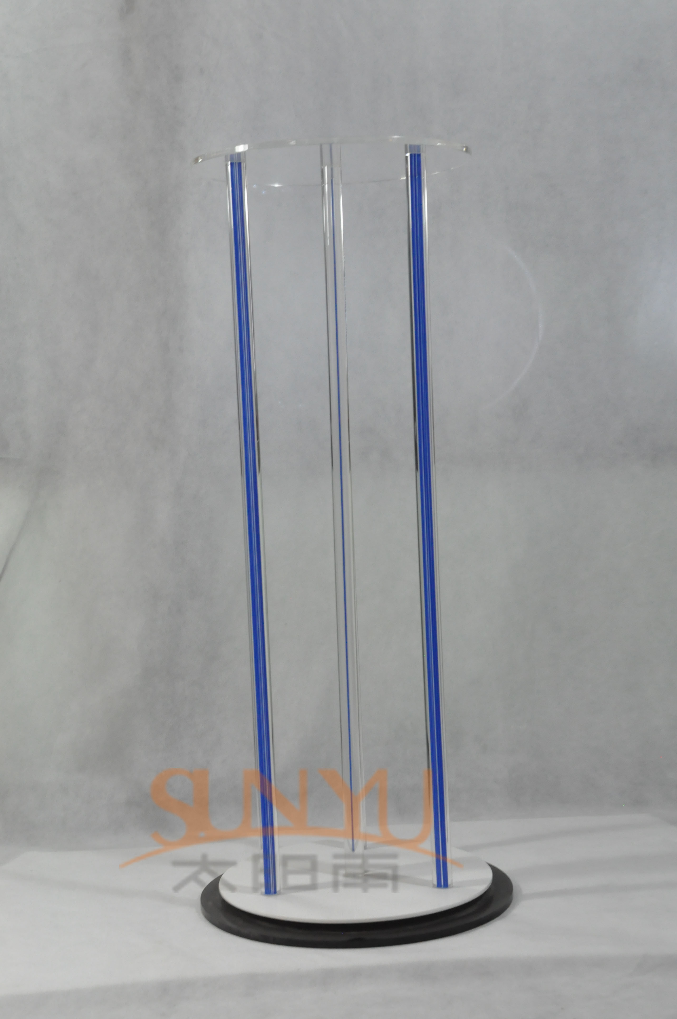Quality 3 Blue Acrylic Cylinder Clear Retail POS Displays With Original Design for sale