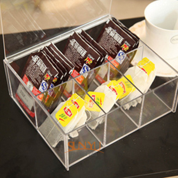 Quality 4mm Food Display Case Clear Acrylic Storage Trays With 6 Lattices for sale