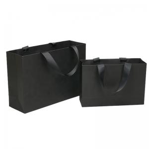 Quality B9 W9 Corrugated Luxury Black Printed Paper Carrier Bags ODM LOGO for sale