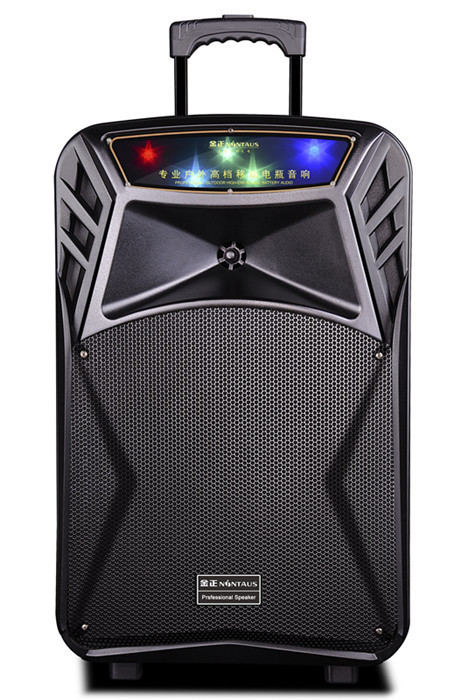 Quality 45 Watt Outdoor Rechargeable Battery Trolley Speaker System With Led Lights for sale
