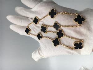 Quality Vintage Style 10 Motifs 18K Gold Necklace With Onyx Van Cleef Arpels for sale