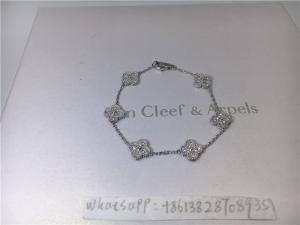 Quality Full Diamond Luxury Diamond Jewelry Sweet Alhambra Bracelet 6 Motifs White Gold for sale