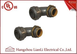 China Liquid Tight Flexible Metal Conduit Fittings 90 Degree Connector With Insulated Throat on sale