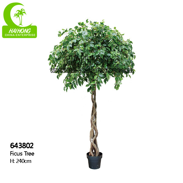 Quality Fire Retardant Aesthetic Faux Ficus Plant , 8ft Artificial Palm Tree In Green for sale