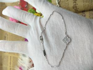 Quality 18k White Gold Sweet Alhambra Bracelet , Gold Chain Bracelets For Ladies  for sale