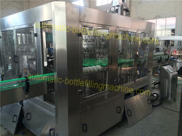 SUS304 Glass Bottling Equipment Lubricated Regularly 3 In 1 Rising Filling Seaming