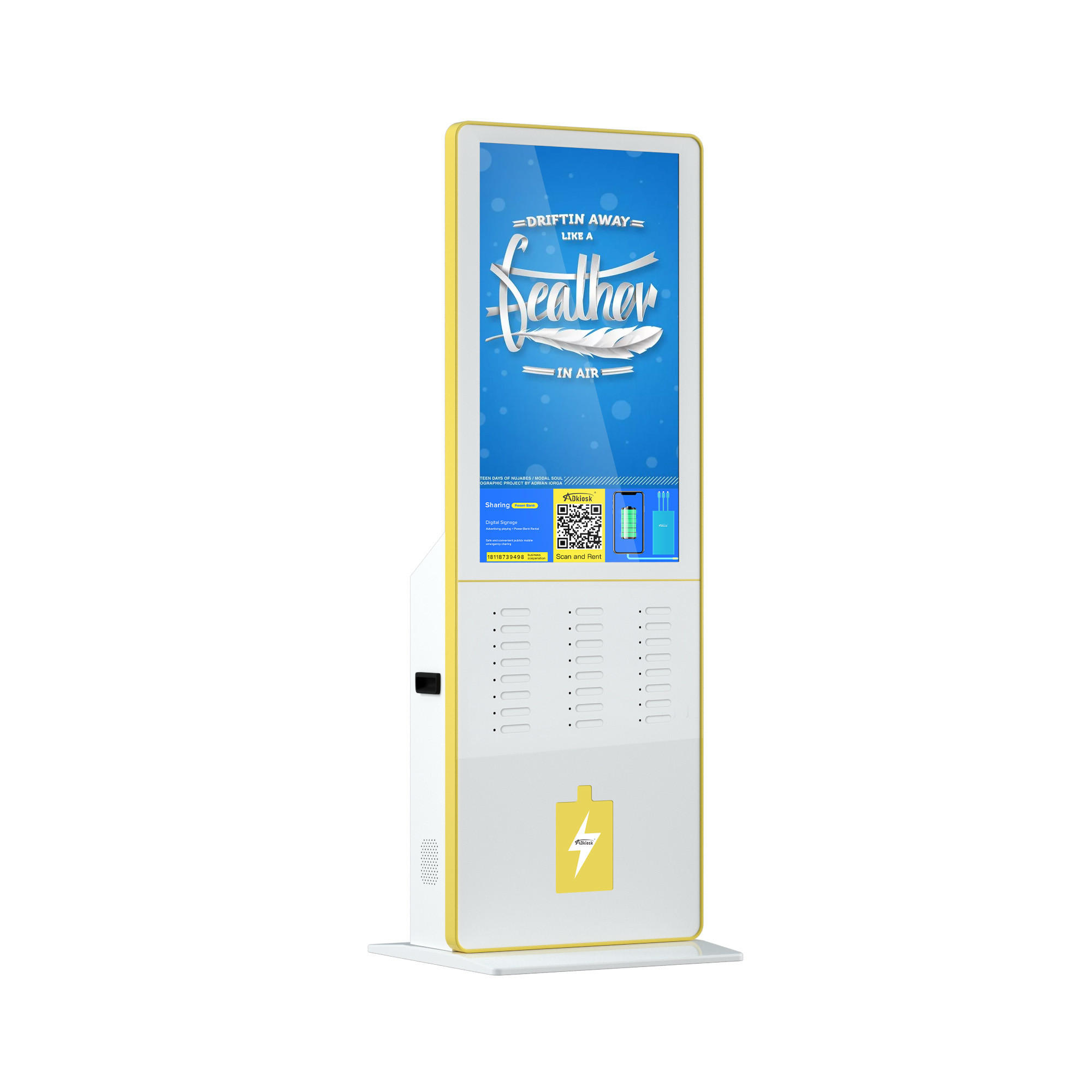 24 Slots Advertising Phone Charging Kiosk 5000mah with 1200:1 Screen