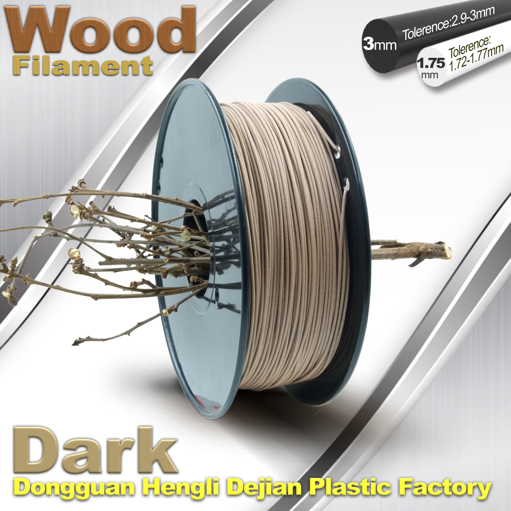 Quality Anti Corrosion Wooden Filament For 3D Wood Printing Material 1.75mm / 3.0mm for sale