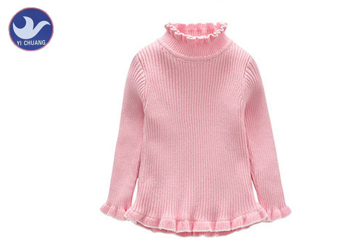 Buy Ribs Knitting Cute Little Girl Sweaters Turtle Layer Ruffle Edges Winter Base Layer at wholesale prices