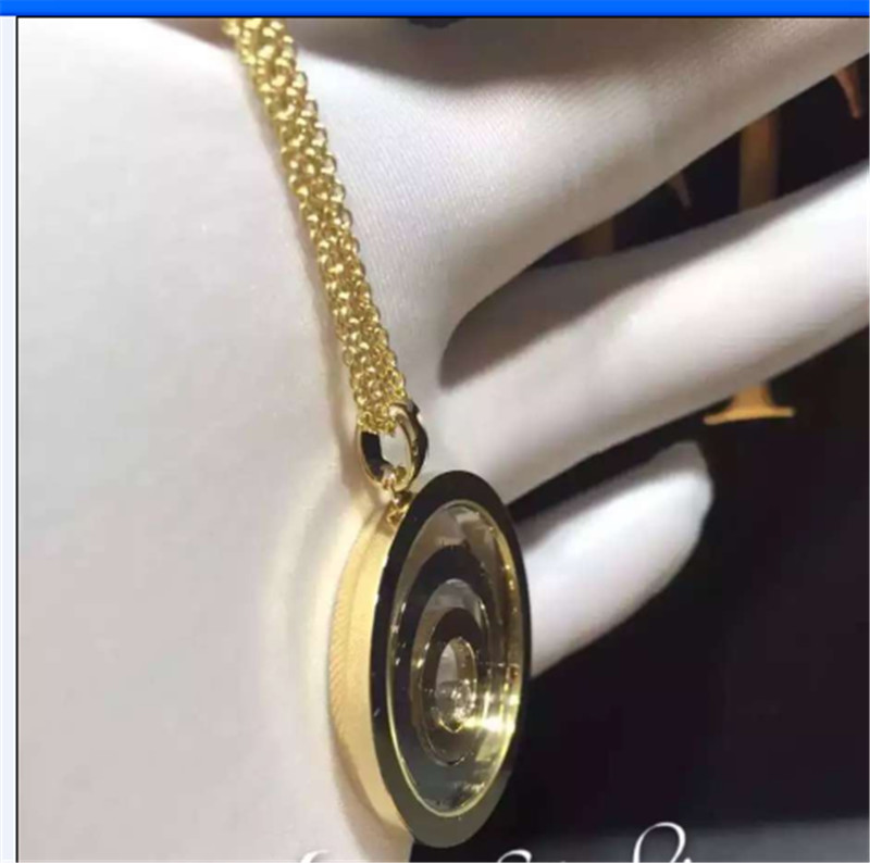 18K Gold Chopard Jewelry Happy Spirit Pendant Round Shape With Natural Diamonds