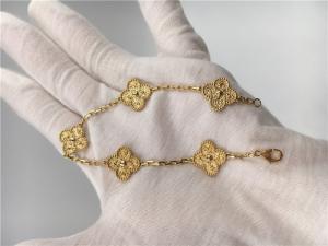 Quality Women'S Yellow 5 Motifs 18K Gold Bracelet Vintage Alhambra No Gemstone for sale