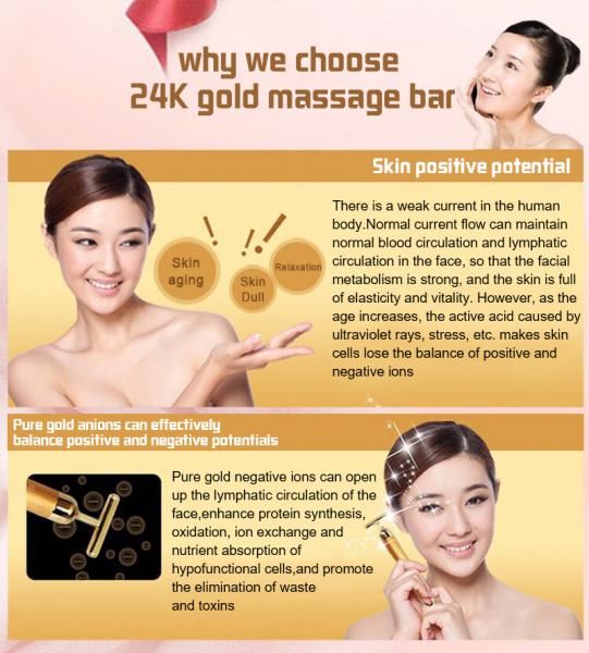 6000VPM AA Dry Cell Vibration 24k Beauty Bar Face Massager