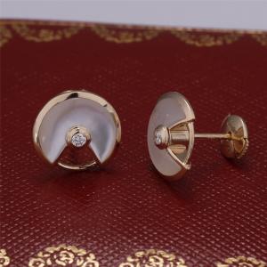 Quality Xs Model Yellow Gold Amulette De Earrings Stud With White Mother Of Pearl for sale
