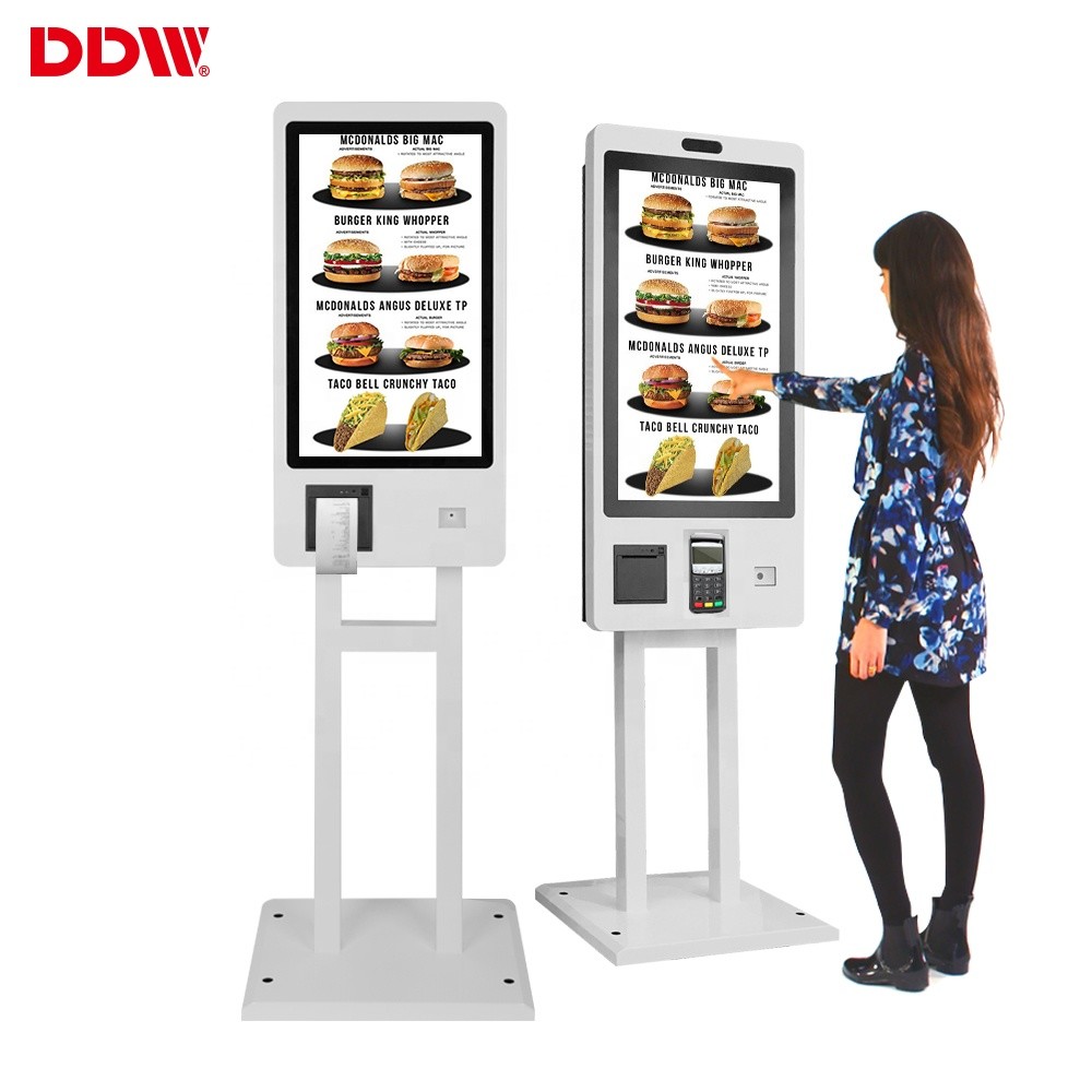 Quality 27 inch Restaurant fast food order all in one software system design self service machine payment self ordering kiosk for sale