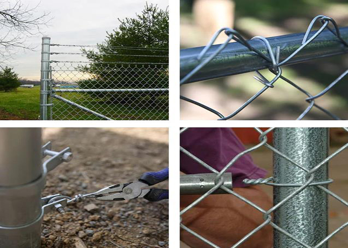 Galvanized 9 Gauge Diamond Chain Link Fencing 50*50mm With Barbed Wire