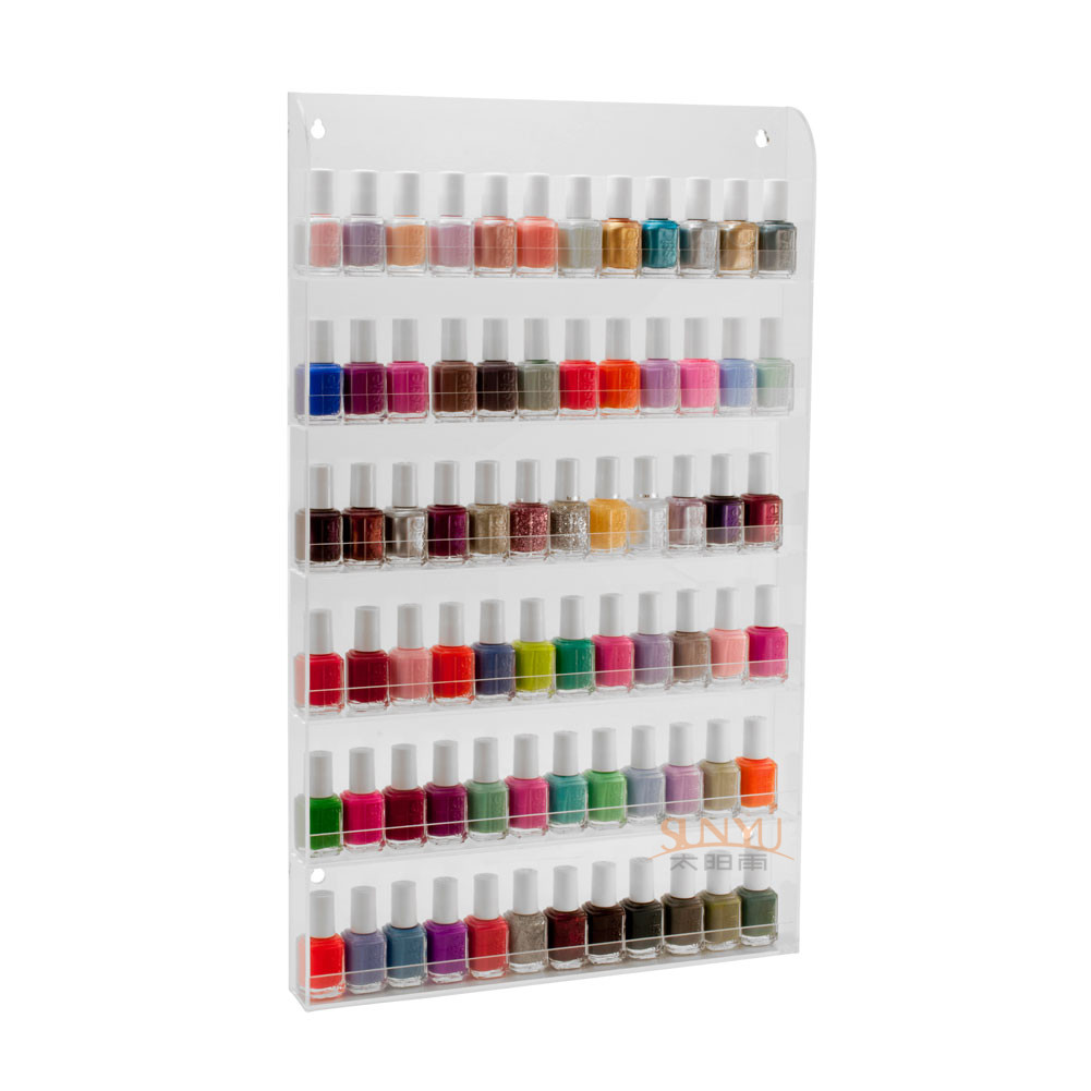 Quality Custom Clear Acrylic Nail Polish Wall Rack Display Storage Shelf 6 Tiers for sale