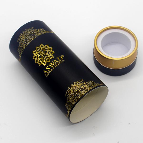 Metallic Paper Round Packaging Perfume Gift Box Foil Stamping
