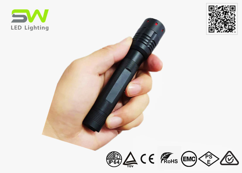 Quality 230 Lumens Small Zoomable Pocket Led Flashlight EMC ROHS Approved for sale