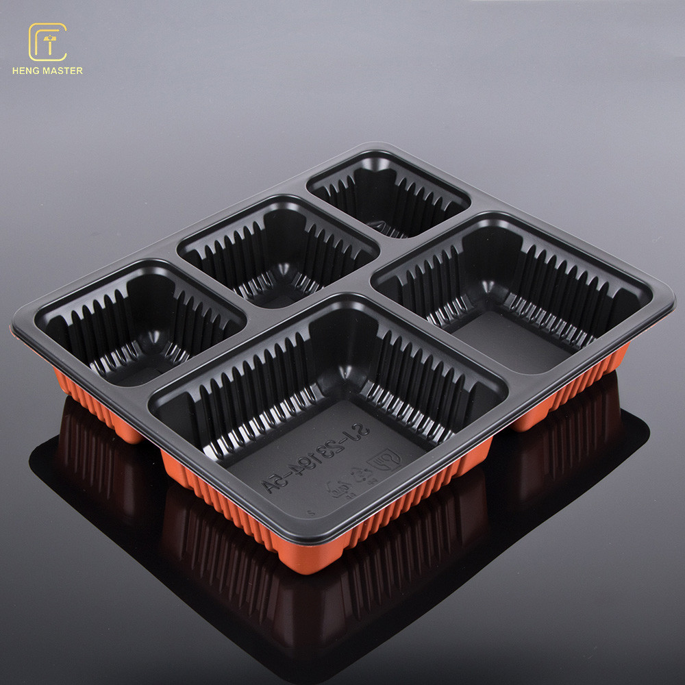 Quality Black And Orange Food Grade PP 24*10*6cm Airline Meal Tray for sale