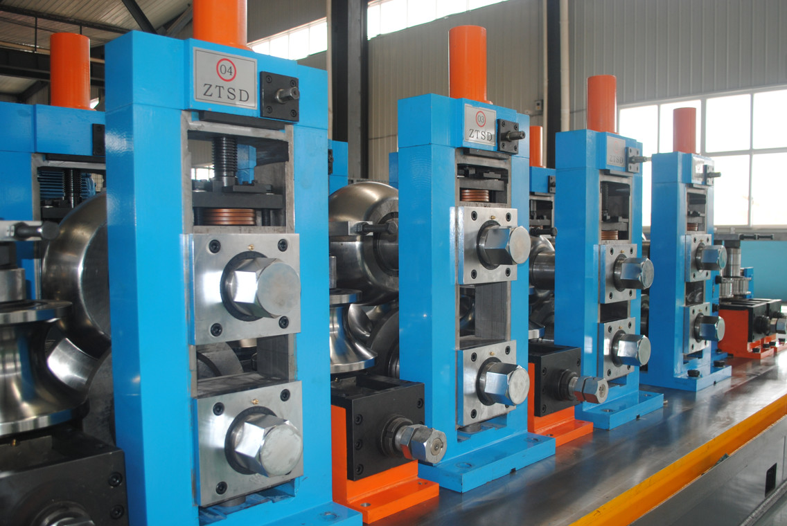 Blue Welded Automatic Tube Mill Production Line 90m/Min Pipe Size 20*20-60*60mm for sale