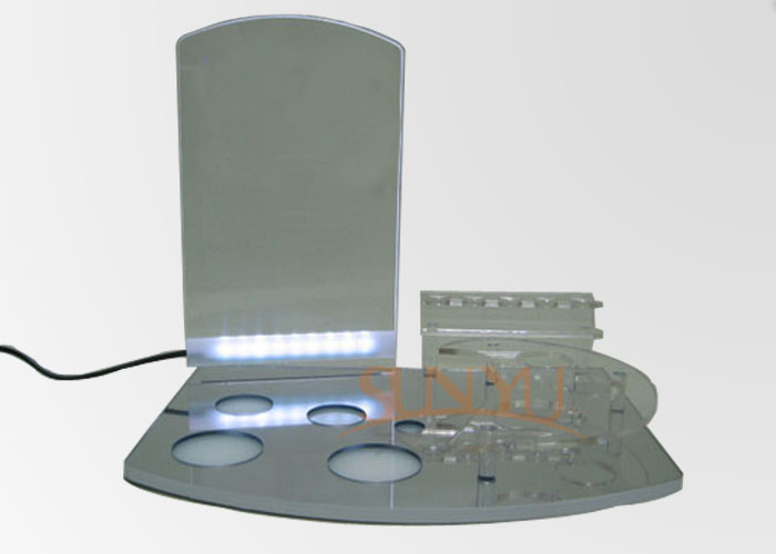 Quality Acrylic Material Printing Advertising Tabletop Cosmetic Organizer With Led Light for sale
