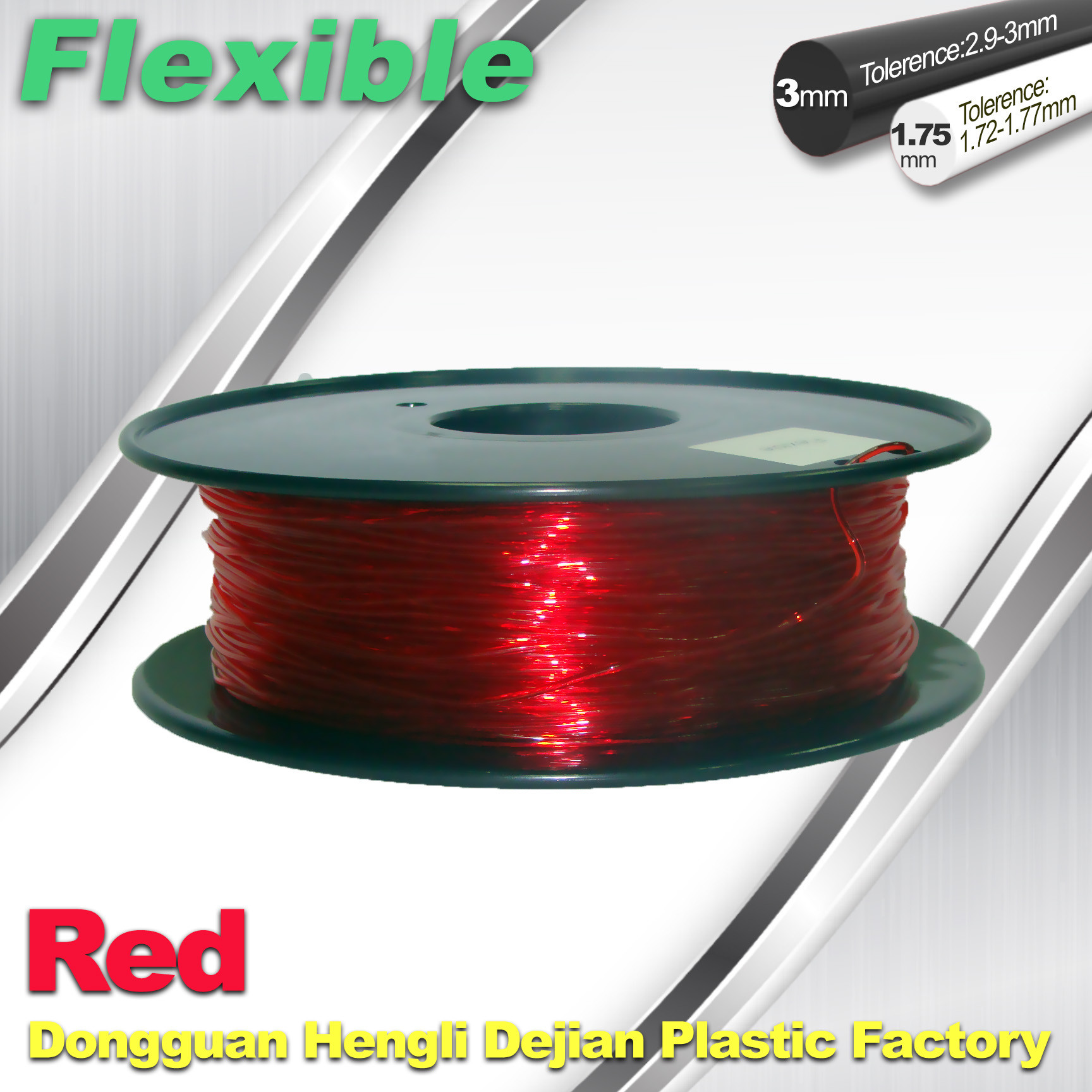 Quality TPU Flexible 3d Printing Filament 1.75 / 3.0 mm  Red and Transparent for sale