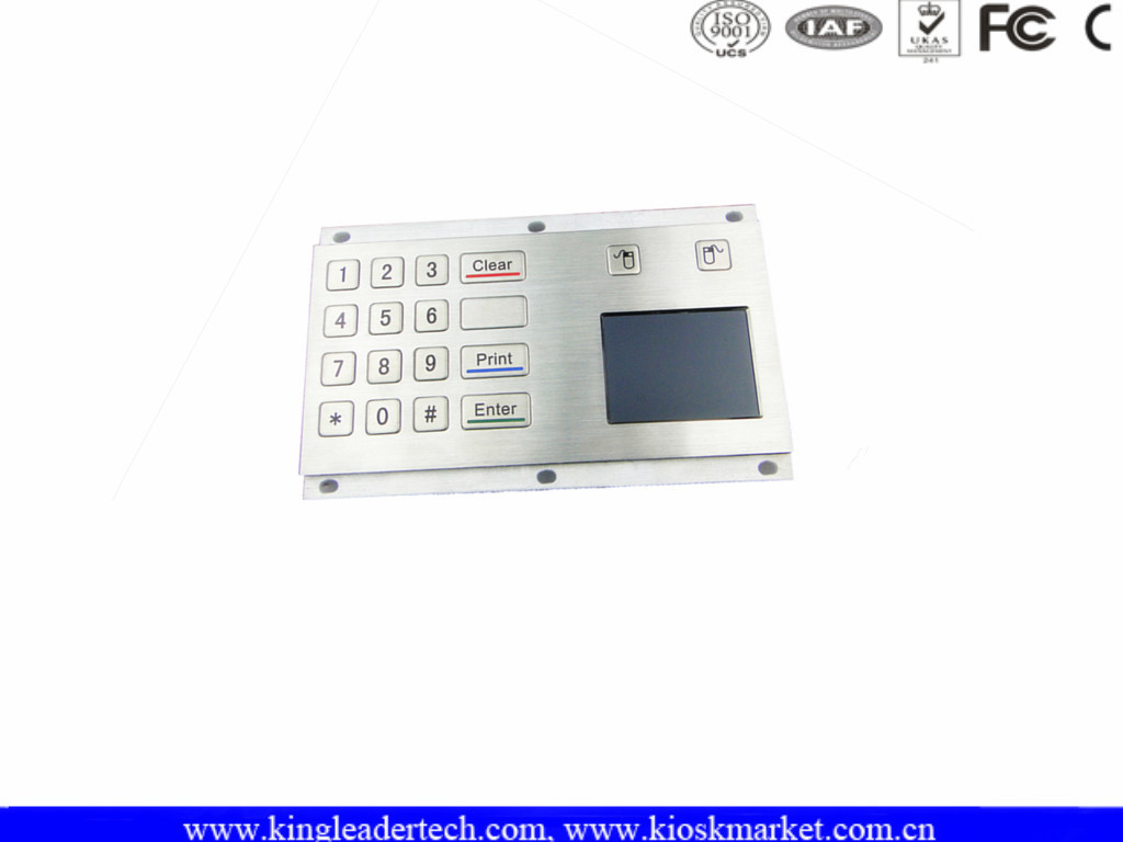 Quality Waterproof Metal Numeric Keypad With 16 Flush keys and Optical Touchpad for sale