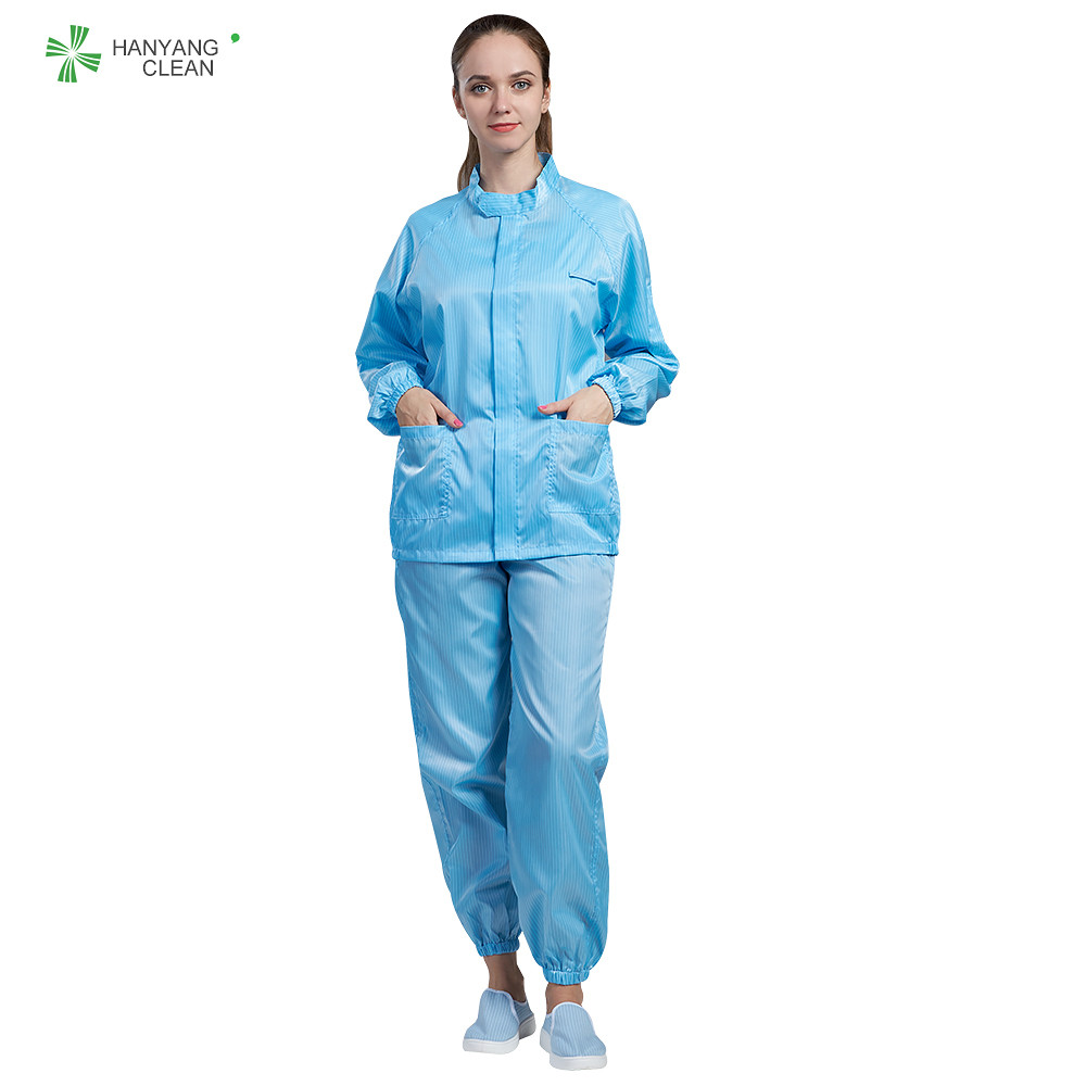 Quality Laundering Durability ESD Anti Static cleanroom Jacket and pants, blue color dust proof for sale