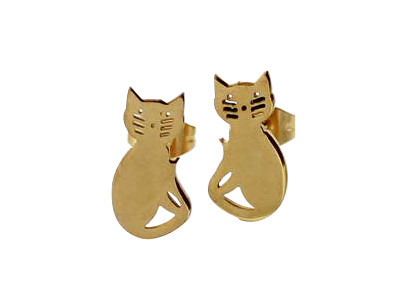 Quality Non - Deformation Small Stud Earrings , Stainless Steel Cat Earrings for sale