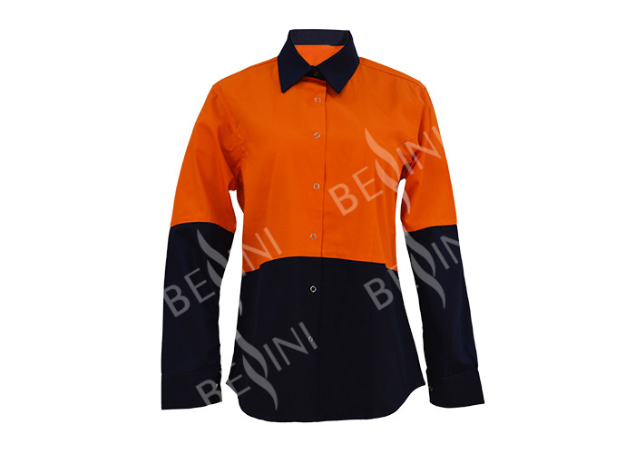 Buy Spring / Summer Womens Workwear Shirts , Ladies Cotton Work Shirts Long Sleeve at wholesale prices