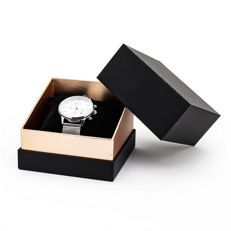 Quality CMYK 4C Watch Box Gift Packaging Black Wrist Lid And Bottom Box OEM ODM for sale